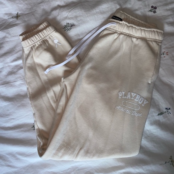 PacSun Pants - NEW Pacsun Beige Cream Playboy M Sweatpants
